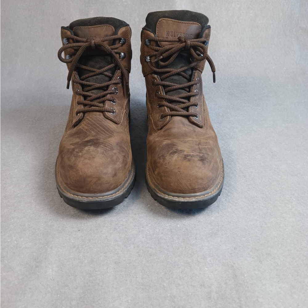 Wolverine Men's Brown Leather Steel Toed Work Boots - Picture 2 of 11
